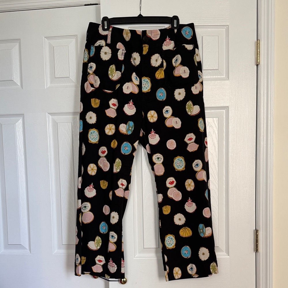 Maeve The Colette Patterned Black Pants - Anthropologie. Size 32.